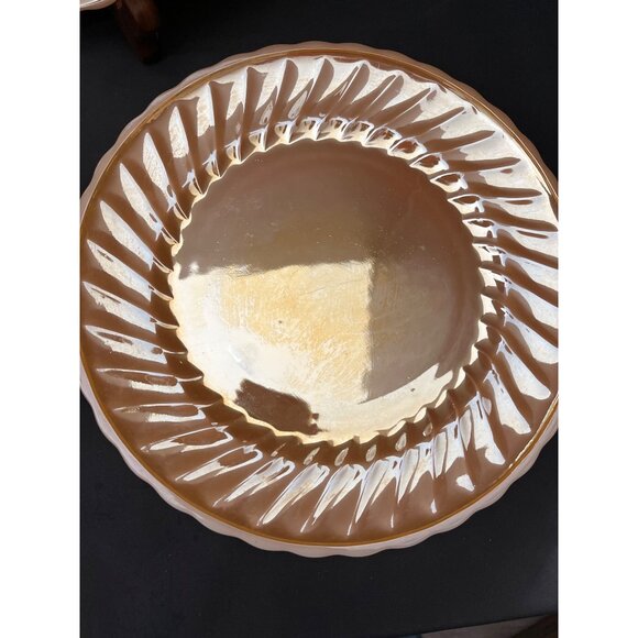 Fire King Peach Luster Vintage Dinner Plates Set of 3 10”  Vintage Swirl Pattern - Picture 4 of 7